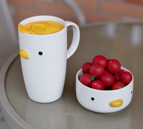 PURROOM Funny Cute Duck Bowl, Handmade Glaze Duck Safety Ceramics 17oz Soup Bowls, 4.6'' Rice Bowl. (500ML) - size: 4.6'' Soup Bowl