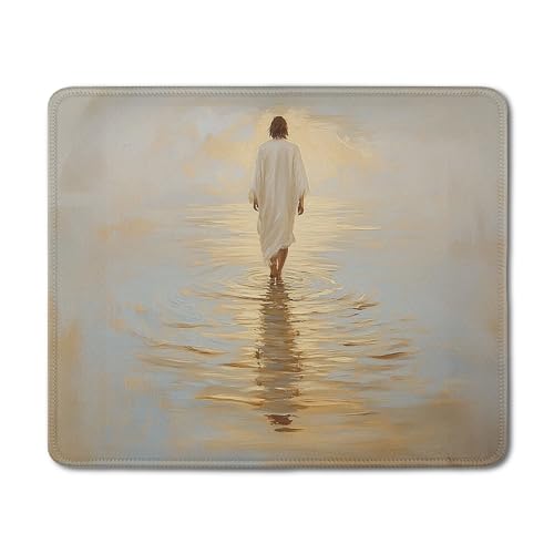 Christian Jesus Walking on the Water Mouse Pad, Christian Jesus Gifts Mouse Pads Mousepad for Desk Office Computers Laptop, Religious Office Supplies Desk Accessories, 9.5x7.9 Inch - color: 13Child