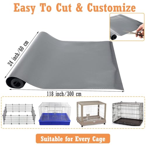 Hamiledyi Guinea Pig Cage Liner Reusable Guinea Pig Bedding Easily Cut to Suit Cage Washable and Anti Slip Guinea Pig Pee Pads for Small Animal Hamster Rat Rabbit Chinchillas (24" x 118" Gray)