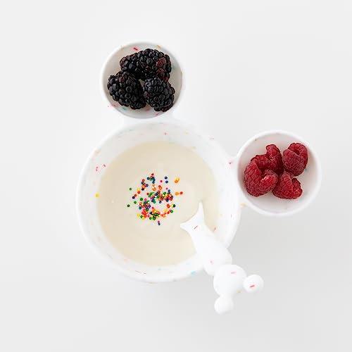 Bumkins Disney Mickey Mouse Bowl, Silicone First Feeding Set with Suction, Includes Spoon, Training Essentials for Baby-Led Weaning, Toddler Self-Feeding, Babies Eating at 4 Mos Up, Vanilla - color: D2 Mickey Mouse-Vnl, style: Disney