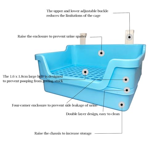 kathson Extra Large Rabbit Litter Box Trainer Rabbit Toilet Small Animal Potty Bunny Litter Pan Box for Adult Guinea Pig Rats Chinchilla Ferret Galesaur (Blue) - color: Blue