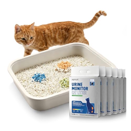 PETKIT Tofu Cat Litter, Clumping Flushable, Urine pH Detection Tofu Litter | 100% Natural Ingredients Plant Cat Litter, Dust-Free,Low Tracking and Odor Control - color: 5.3lbsx6bags