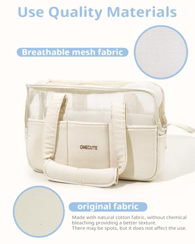 ONECUTE Dog Purse Carrier for Small Dogs Rabbit cat with Large Pockets, Cotton Bag, Dog Carrier Soft Sided, Collapsible Travel Puppy Carrier (Beige Breathable, 17.0" L x 7.5" W x 12.0" H) - color: Beige Mesh, size: 17.0"L x 7.5"W x 12.0"H