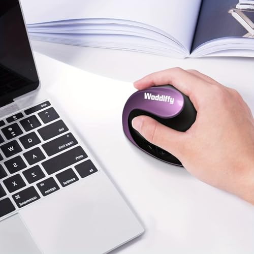 Ergonomic Mouse Wireless,Vertical Mouse with Silent Click Right Handed Small Mouses with 6 Buttons 1000/1200/1600 for Laptop,Desktop,PC, MacBook（Purple AA） - color: Purple
