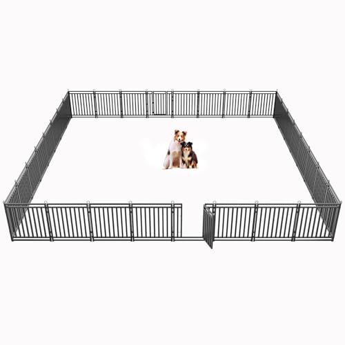 Thickened Outdoor Dog Fence, 32" H, 32 Panels for Yard & Camping | Easy Setup, Flexible Layouts, Thickened Panels, Heavy-Duty, for Medium & Large Dogs and Farm Use, Patented - size: 32" height, style: 32 Panels