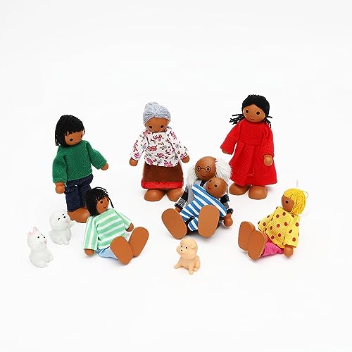 ONEST 11 Pieces Wooden Dollhouse Family Set Mini People Figures Sets Dollhouse Dolls Wooden Doll Family Pretend Play Figures Accessories for Pretend Doll House Toy - style: Bright Style