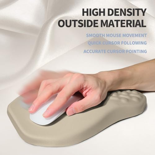 Ergonomic Raised Mouse Pad Wrist Support with Bilateral Slope Memory Foam Mousepad for Wrist Rest and Carpal Tunnel Pain Relief 11.8x7.9〃 Khaki - color: Khaki