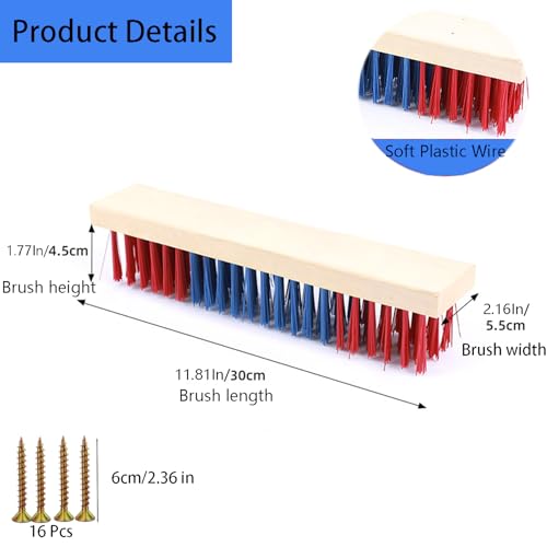 4 PCS Livestock Scratching Brush Goat Scratcher Brushs Post with 20 Screws,Wooden Goats Brush Goat Toys for Goats,Sheep,Pigs,Cow,Horses,Goat Care Supplies(Red)