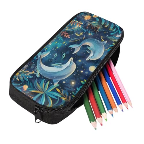 Gold Moon Dolphin Backpacks for School Girls with Lunch Box Container for Kids 8th Grade Kawaii Pencil Box and Insulted Water Bottle Holder 4 Pcs Set Bookbag with Compartment for School - color: Gold Moon Dolphin