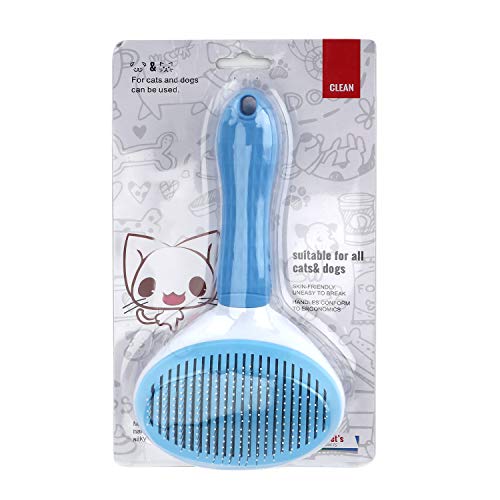 Depets Self Cleaning Slicker Brush, Dog Cat Bunny Pet Grooming Shedding Brush - Easy to Remove Loose Undercoat, Pet Massaging Tool Suitable for Pets with Long or Short Hair - color: Blue