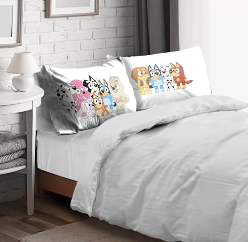 Sunny Side Up Bluey & Bingo (Pack of 2) Reversible Pillowcases - Double Sided Pillow Covers - Kids Super Soft Bedding - color: White - Bluey