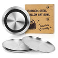 Supet Cat Plates Whisker Friendly, Non Slip Dish for Wet Food, Shallow Wide Flat Bowls Stainless Steel Metal for Indoor Cats, Kitten, Small Dog (13Oz, 4Pcs) - size: 4Pcs