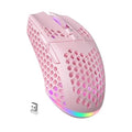 SOLAKAKA SM600 Pink Wireless Gaming Mouse with Honeycomb Shell, Side Buttons,Tri-Modes(BT5.1+BT5.1+2.4GHz) Lightweight RGB Wireless Mouse for PC/Tablet/Desktop/Office/Games - color: pink