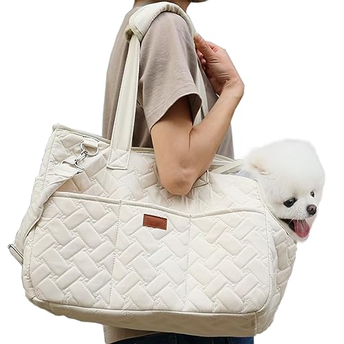 HSC PET Cat Carrier Soft-Sided Pet Small Dog Bag Puppy Purse Traveling Go to Vet,Small Animal Outdoor Function Handbag (Beige2, Large)