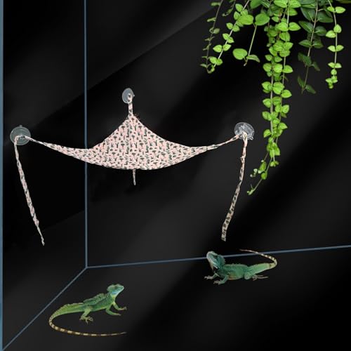 4 Pack Bearded Dragon Hammock with Suction Cup, Reptile Hammocks | Lounger Suitable for Resting or Sleeping, Fabric Reptile Hammock for Lizard, Chameleon and Gecko, Cactus Pattern - color: White and Yellow