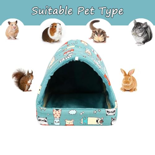 Guinea Pig Hideout Cozy Cotton Washable Tent for Small Animals | Hamster Bed, Portable House Cage Accessories Bunny Hedgehog Mouse Chinchillas Ferrets Bearded Dragons Rats (6.8"x7.4") - color: Blue