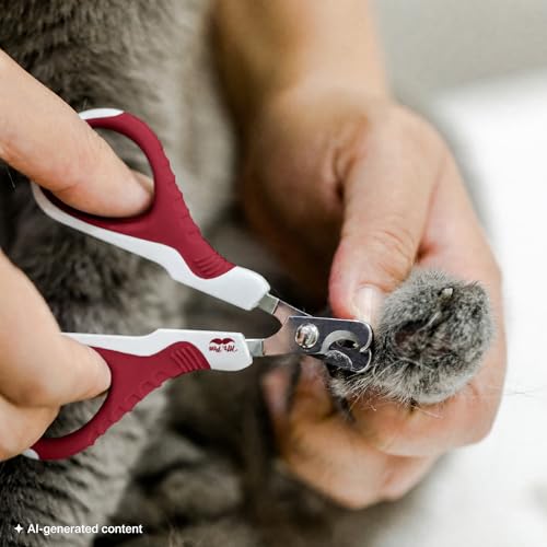 Mr. Pen- Cat Nail Clipper, Stainless Steel | Professional Sharp Cat Claw Trimmer for Small and Medium Cats, Pet Nail Clipper with Sturdy Non Slip Handle - color: Wine & White