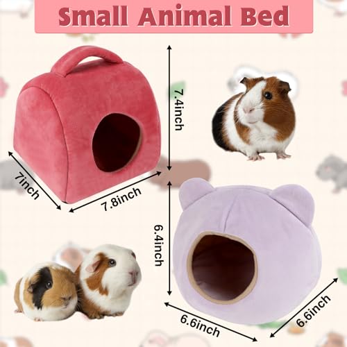 YUEPET Guinea Pig Bed 2 Pack, Washable Guinea Pig Cage Accessories Small Animal Bed Hideout for Guinea Pigs Chinchillas Hamsters Hedgehogs (Handbag and Bear) | Guinea Pig Hideout, Guinea Pig House, Soft Plush Fabric, Washable Beds, Anti-Slip Bottom, Handb