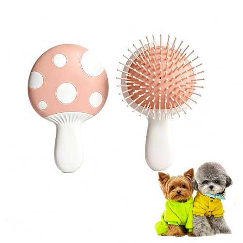 Small Dog Grooming Brush,Mushroom Shaped Puppy Brush Detangling Dog Hair Brushes for Wet or Dry - Perfect for Shih Tzus,Yorkies,Maltipoos - Ideal Puppy Hair Brushes for Maltese Small Breeds (Pink) - color: Pink