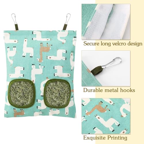 UPINS 3Pack Guinea Pig Hay Feeder Bag,Bunny Rabbit Cage Bag Hanging Holder | Guinea Pig Cage Feeder,for Bunny Rabbits,Chinchillas,Hamsters,Small Pets,and Animals - color: Blue White Pink