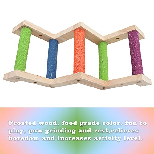 Bird Ladder Bridge, Wooden Parrot Hamster Climbing Ladder Toys, Bird Perch Stand, Bird Cage Accessories, Small Animals Climbing Toy for Parrot Hamster Rat Squirrel Sugar Gliders Parakeets Cockatiels - color: Colorful