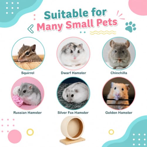 antiai Hamster Wooden Silent Wheel, 12 Inch Small Animal Exercise Wheel Accessories, Quiet Spinner Hamster Running Wheels Prevent Depression Toys for Hamsters, Gerbils, Mice and Other Small Pets (XL) - size: XL