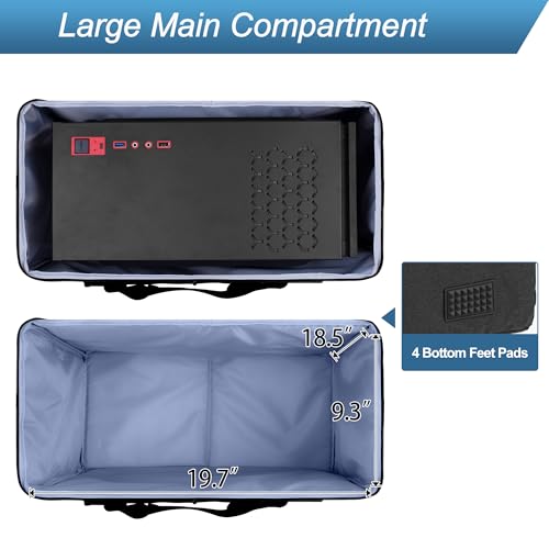 PC Carrying Case, Desktop Travel Bag for Full Computer Tower, Black | Computer Desktop Tower Case with Shoulder Straps Fit ATX/M-ATX Motherboards, Keyboard, Mouse, Cables & Earphones - color: Black