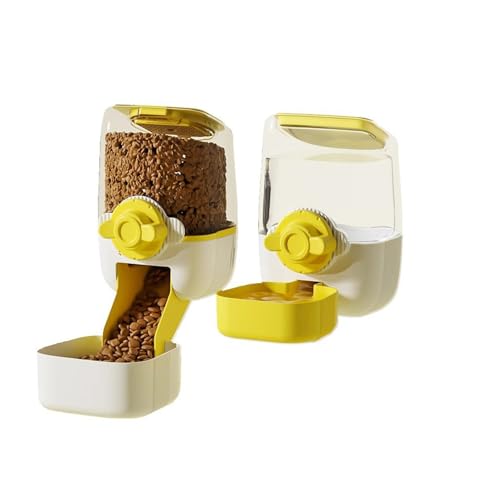 Pet Hanging Automatic Feeders Drinking Bowls，Gravity Rabbit Feeder and Water Set，Cage Cat Food Bowl Feeding Station for Puppy Kitten Chinchilla Hedgehog Guinea Pig Ferret (Yellow-Food) - color: Yellow-Food