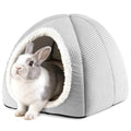 Rabbit Hideout Bed for Large Bunnies, Soft Plush Bunny House | Cozy Small Animal Hideaway with Removable Pad for Indoor Rabbits, Guinea Pigs, and Ferrets, Light Gray - color: Light Gray