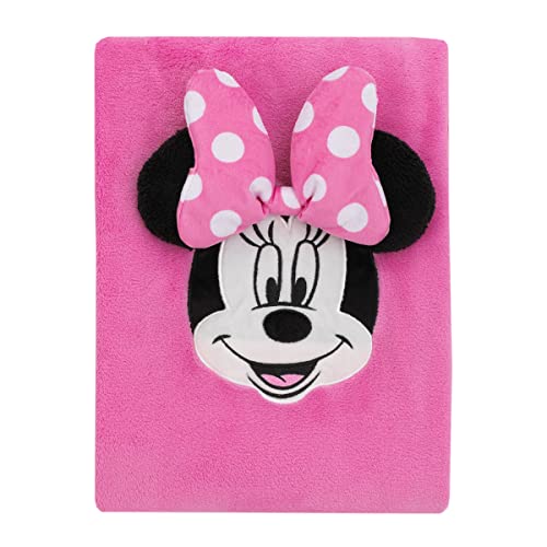Disney Let's Party Pink, Black and White Minnie Mouse Character Shaped Toddler Blanket - color: Minnie Mouse Let's Party Pink