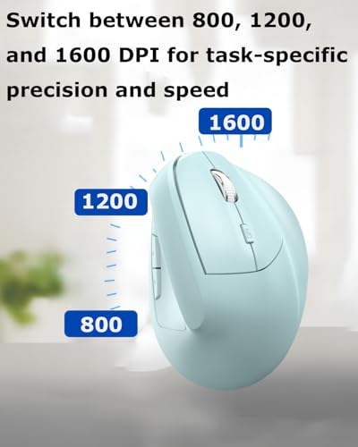 Wireless Mouse Ergonomic(Bluetooth+USB )Dual Mode Vertical Silent Portable Multi Device Ergo Carpal Tunnel Mice for Mac/PC/Laptop/Computer/Tablet/iPad/Macbook Air/Pro Office Work Women Men Gift(Green) - color: Green