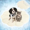 PetAmi Dog Cooling Mat, Flower Shape, Pet Pad with Cooling Nylon & Soft Fleece, Q-Max > 0.4 Reversible All Season Blanket for Dogs & Cats, Small 35x35 in, Beige - color: Beige, size: Small