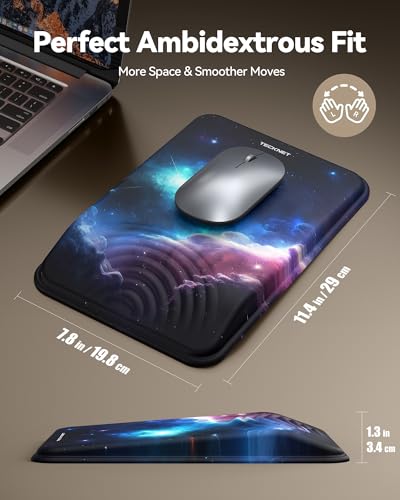 TECKNET Ergonomic Mouse Pad with Wrist Rest, Comfortable Relieves Pain | Built-in Memory Foam and Ergonomic Slope Design Relieves Carpal Tunnel Syndrome Pain, Mousepad for Office Gaming - color: Universe