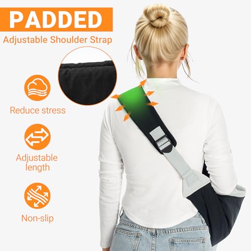 Dog Sling Carrier & Pet Pouch for Small to Medium Dogs, Cats – Hands-Free Body Carrier, Adjustable Backpack-Style Sling for Walking, Travel & Hiking - color: Black