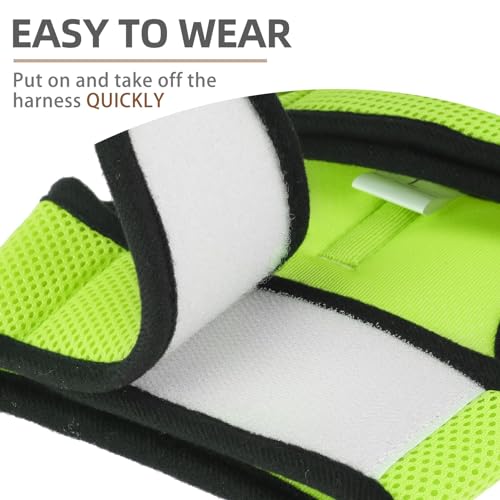 PUPTECK Soft Mesh Cat Vest Harness and Leash Set Puppy Padded Pet Harnesses Escape Proof for Cats Small Dogs Rabbits Bunny - color: Fluorescent Green, size: L(NECK 8.5"-10.5", CHEST 12.5"-15", 6-10 lbs)