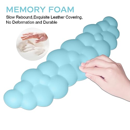 JIKIOU Upgrade Leather Cloud Wrist Rest for Keyboard and Mouse & Cup Pad | Wish Gift-Cute Cloud Shape, Comfortable and don’t Irritate to Skin, Non-Slip PU Base,Soft Memory Foam filled for Pain Relief - color: 11blue