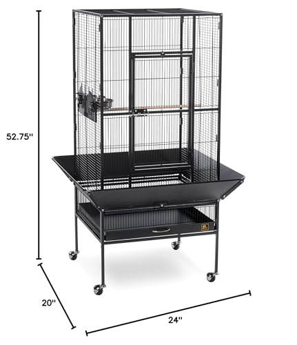 Prevue Pet Products Park Plaza Bird Cage with Perches - L, Black Hammertone | Large Steel Cage with Rolling Stand and Perches, Ideal for Cockatiels and Medium Birds - color: Black Hammertone