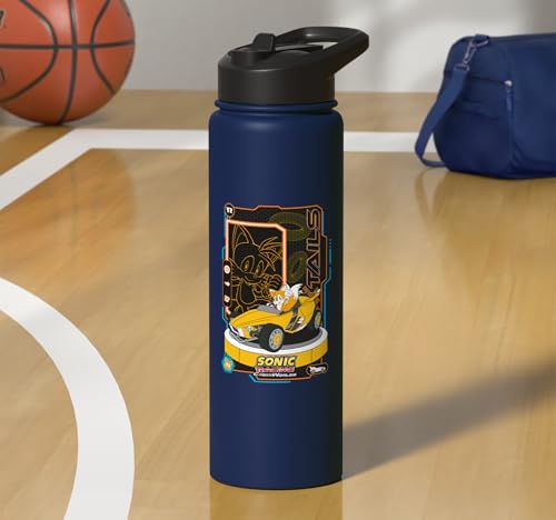 Sonic Racing CrossWorlds - Tails Stainless Steel Insulated Water Bottle - color: Navy Blue