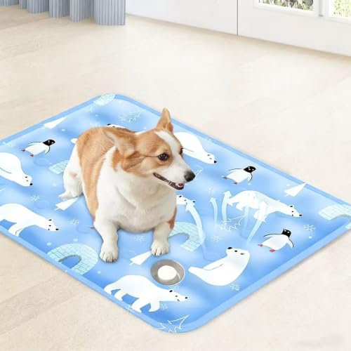 Water-Fillable Pet Cooling Mat, Pressure Activated Gel Cooling Pad for Dogs & Cats, Durable & Scratch Resistant, Perfect for Hot Weather to Prevent Overheating (88, Blue Bear, Small) - color: blue bear, size: 11.8*15.7