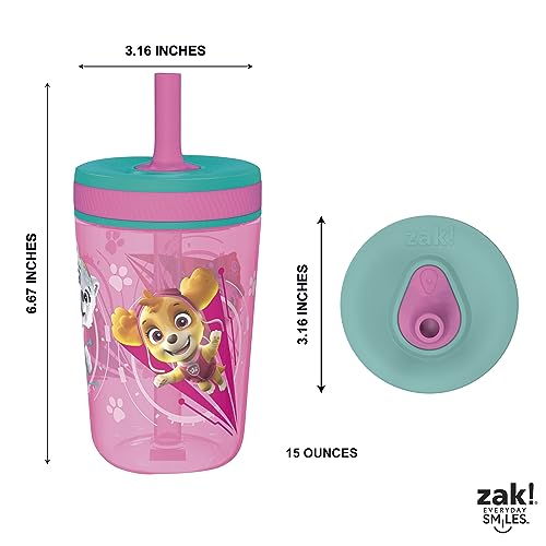 Zak Designs Kelso 15 oz Tumbler Set (Paw Patrol Skye & Everest) Leak-Proof Screw-On Lid with Straw Made of Durable Plastic and Silicone, Perfect Cup Bundle for Toddlers, Kids (2pc Set) | BPA Free, Plastic, Sippy Cups, Cup Holder Friendly, Dishwasher Safe,