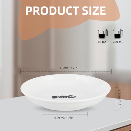 6 Pack Cat Food Bowl, Ceramic Cat Bowls, Anti Whisker Fatigue Cats Bowl Set | 5.5 Inches Shallow Wide Kitten Plates for Food and Water (White-D) - color: White-D