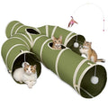 Ownpets Cactus Cat Tunnel 12" with Peek Holes for Indoor Large Cat, Green | Durable Oxford fabric, noise-free, foldable & connectable, multi-cat friendly, tube for cats up to 20lb, includes ball & wand - size: 12 Inches in Diameter
