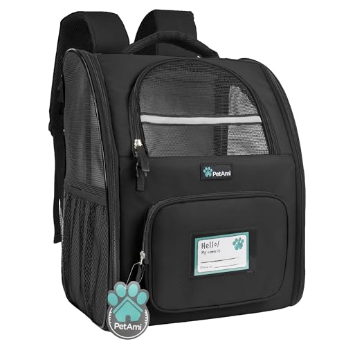 PetAmi Dog Backpack Carrier Airline Approved Cat Pet Puppy Bag, Black - color: Black