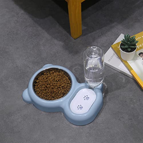 Dog Bowls, Cat Food and Water Bowl Set with Water Dispenser and Stainless Steel Bowl for Cats and Small Dogs - Light Blue - color: Light Blue