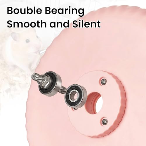 10 inch Silent Hamster Wheel with Adjustable Stand, Large Size, Pink | Large Size, Double-Bearing Design, Adjustable Stand, Smooth-Rotating Exercise Wheel for Syrian Hamsters and Gerbils - color: Pink With Stand, size: 10in