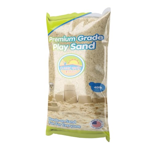 Classic Sand and Play Sand for Sandbox, Table, Therapy, and Outdoor Use, 40 lb. Bag, Natural, Non-Toxic, Wet Castle Building for Creativity and Stimulates Sensory Skills - size: 40 lb
