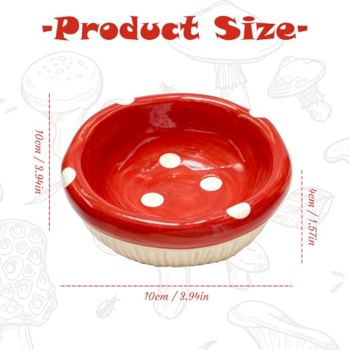 Hamster Food Bowl – Mushroom Ceramics Series Feeding & Water Bowls for Dwarf Syrian Hamsters Gerbils Mice Rats or Similar-Sized Small Pets, Anti-Spill, Non-Tip, Cute Dish - color: mushroom