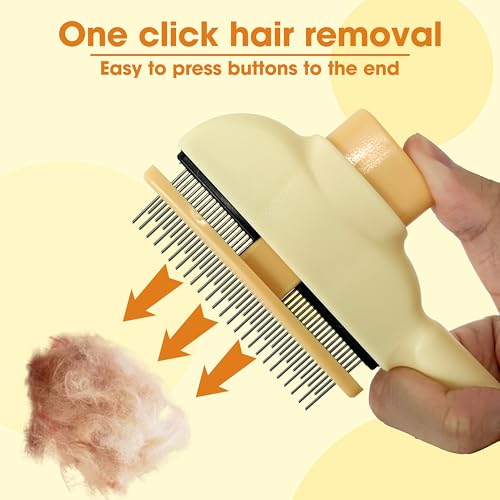 Cat Hair Brush & Dog Brush, Deshedding Brush for Long or Short Haired Pets, Removes Loose Fur, Durable Stainless Steel & ABS Design (yellow) - color: yellow 1pc