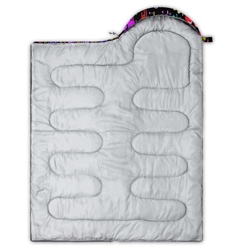 QOOMO Camping Sleeping Bags,3 Season Warm & Cool Weather,Lightweight,Waterproof Sleeping Bags for Adults & Kids,Traveling,and Outdoors,Camping Gear Equipment - color: colorful paw print