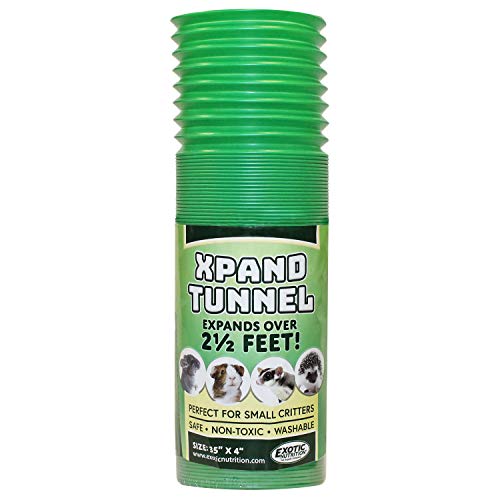 Xpand Tunnel - Durable Expandable Hideaway Play Tube - for Sugar Gliders, Hedgehogs, Rats, Gerbils, Hamsters, Degus, Small Guinea Pigs & Similar Sized Pets